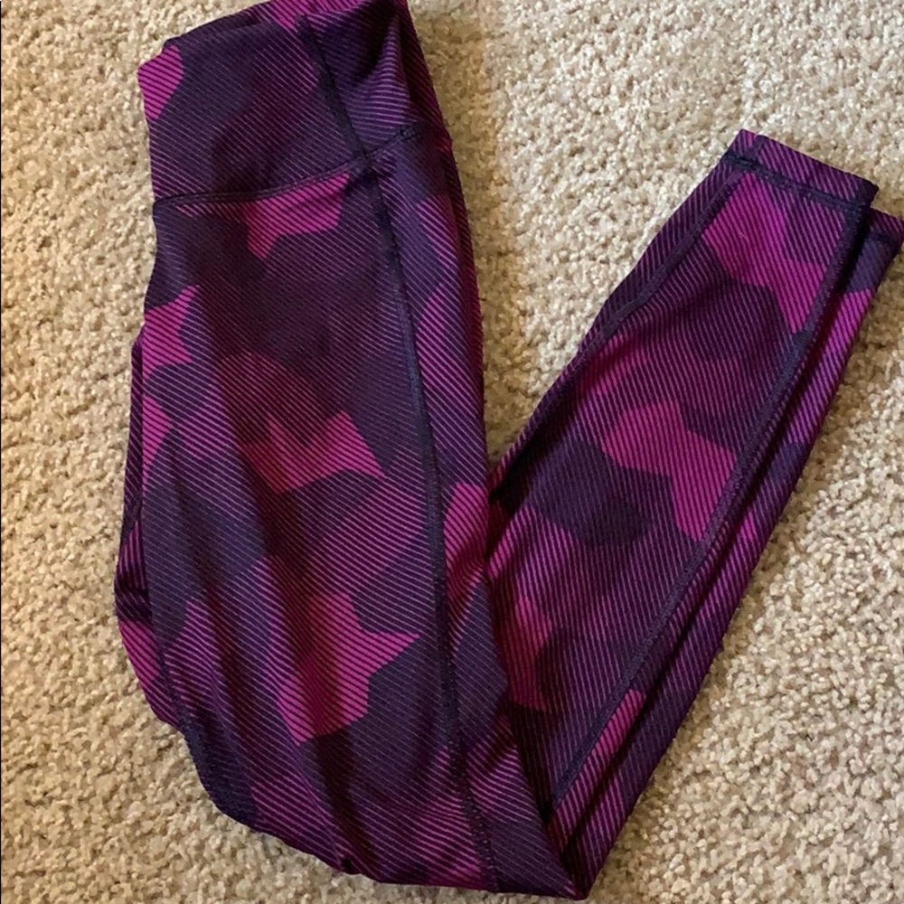 Purple and black workout leggings